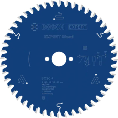 Disk sharrë rrethore Bosch Expert Wood, 160mm, 48 dhëmbë, blu