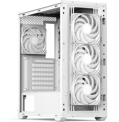 Куќиште за компјутер Aerocool D501A G WT V2, MIDI ATX, со дрвен финиш, бело