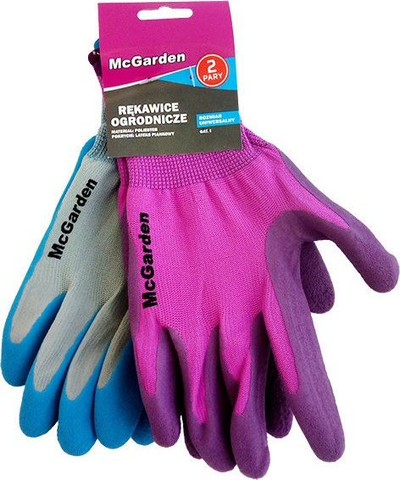 Doreza kopshtarie McGarden Garden Gloves, set 2 palë, poliester me lateks, madhësi universale