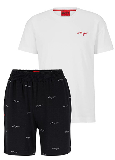 Set pizhame për meshkuj Hugo Boss, Bardhë/Zi