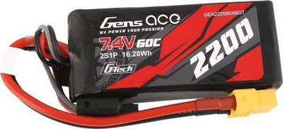Bateri LiPo Gens Ace G-Tech 7.4V 2200mAh 2S, 60C, me lidhës XT60