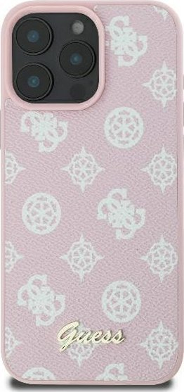 Mbrojtëse telefoni Guess Peony Script MagSafe, për iPhone 16 Pro 6.3", hardcase, rozë