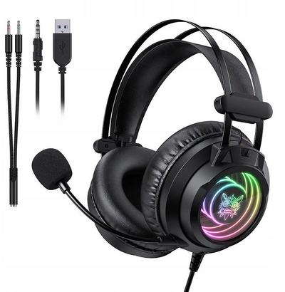 Kufje gaming ONIKUMA X80, me mikrofon, RGB, USB 3.5 mm, të zeza