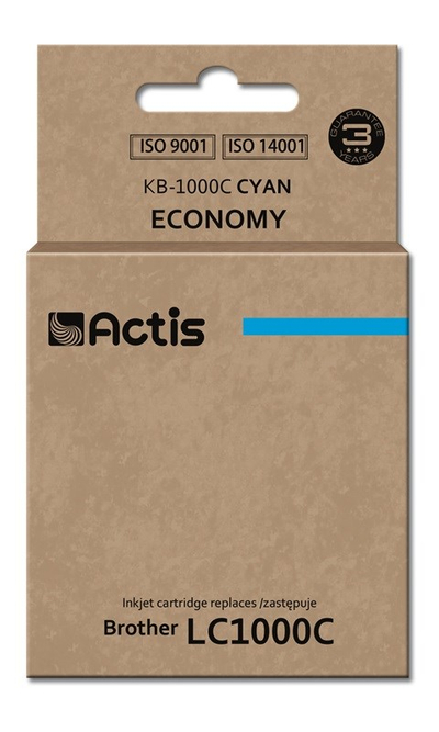 Ngjyrë për printer Actis KB-1000C (zëvendësim për Brother LC1000C/LC970C), 36 ml, e kaltër