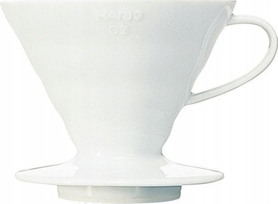 Dripper kafeje prej qeramike Hario V60 02, për 1 2 filxhan, i bardhë
