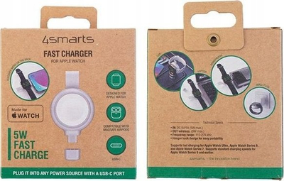 Безжичен полнач 4smarts за Apple Watch, MFi, USB C, сребрено