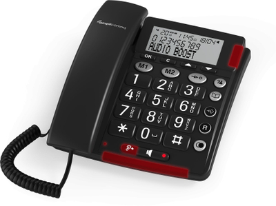 Telefon fiks Audioline BigTel 48 Plus UN, me butona të mëdhenj, butona me foto, gri e errët