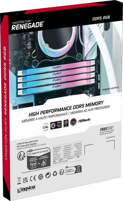 RAM Kingston FURY Renegade RGB, 24GB DDR5 8400MT/s CL40, XMP, бела