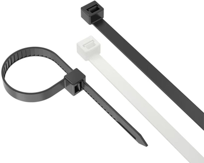 Organizues për kabllo ZOY Ties, 300mm, 100 copë, të bardha