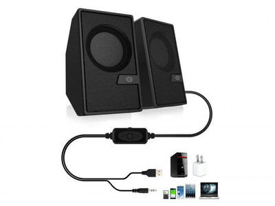 Altoparlantë kompjuteri Conceptronic BJORN02B, 2.0 kanal, 6W, Bluetooth, të zinj