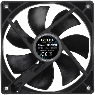 Кулер за куќиште GELID Silent 12 PWM FN-PX12-16, 120mm, црн