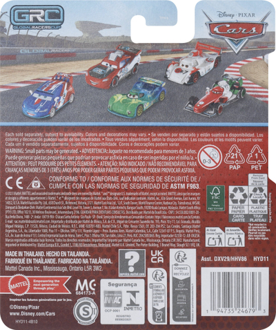Lodër makinë metalike Mattel Disney Pixar Cars Jackson Storm, shkallë 1:55, garuese, shumëngjyrëshe