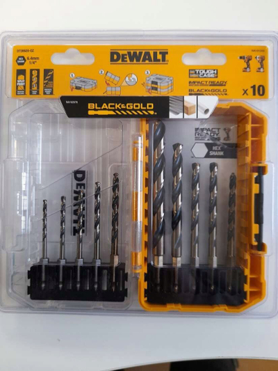 Set shpuese DeWalt Impact Hex HSS, 10 copë, 3 10mm, Black and Gold
