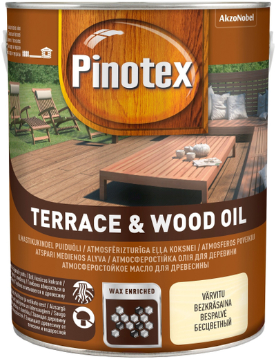Vaj për dru Pinotex Terrace &amp; Wood Oil, 3L, pa ngjyrë