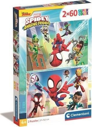 Puzzle Clementoni Marvel Spidey and His Amazing Friends, 2x60 copa, për kalamaj 4+, shumëngjyrësh