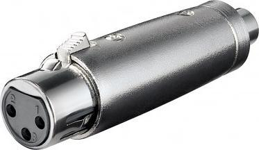 Adapter audio Wentronic XLR 007, XLR 3-pin në RCA, femër me femër, ngjyrë argjendi