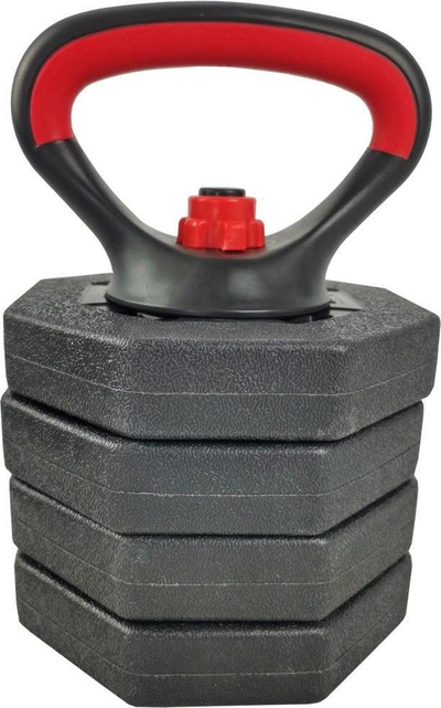 Kettlebell Eb Fit Composite, 10 kg, peshë që e çon lart ose e ul me 4 disqe nga 2.5 kg