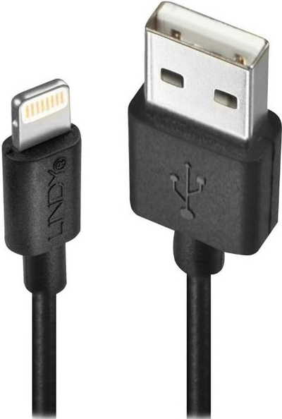 Kабел USB Lindy USB A до Lightning, 0.5 m, црн