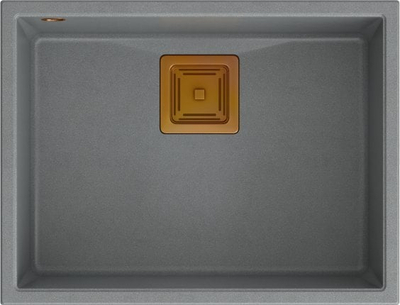 Lavaman kuzhine Quadron DAVID 50 GraniteQ, për montim nën banak, silver stone me elemente bakri