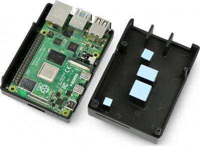 Kuti mbrojtëse OEM për Raspberry Pi 4B DNG-18742, alumini, me vrima porte, e zezë
