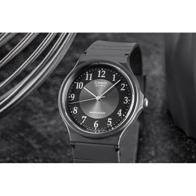 Orë dore Casio MQ-24-1B3, quartz, që s’ka problem nga pika uji, e zezë