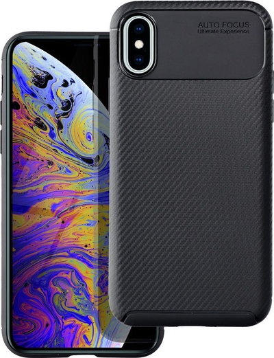 Këllëf karboni për telefon iPhone Xs, TPU, ultra i hollë, i zi