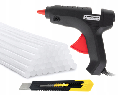 Set pistoletë ngjitëse PSM Tools, 70W, shkopinj ngjitës 11x300mm 10kg, gjysmë transparent