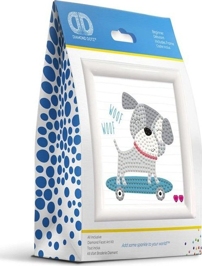 Set krijues DIAMOND DOTZ Skate &amp; Woof, tablo për zbukurim, shumëngjyrëshe
