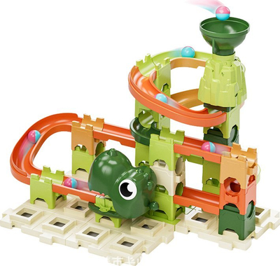 Lodra konstruktore LEAN Toys Ball Track Dinosaur, 60 pjesë, shumëngjyrëshe