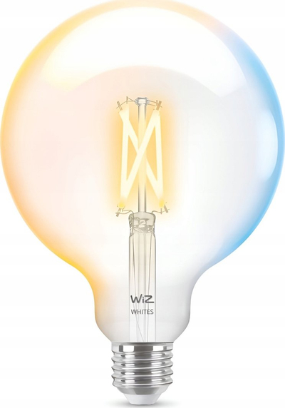 Llambë inteligjente WiZ Filament G125, 7W LED 60W EQ, E27, xham transparent