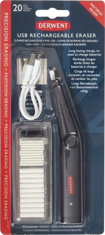 Gomë elektrike Derwent USB Rechargeable Eraser, e rikarikueshme me USB, me rimbushje