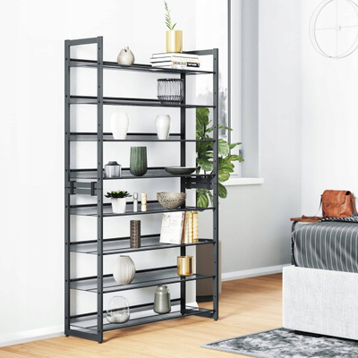 Raft këpucësh Songmics 8-Tier, metal, 163.5x92.5x30.7 cm, i zi