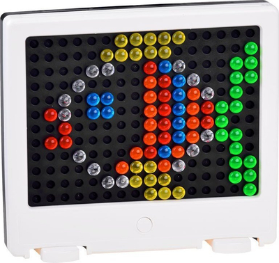 Lojë mozaik LED Jokomisiada Lite Brite, 129 pjesë, tabelë me drita, e zezë e bardhë