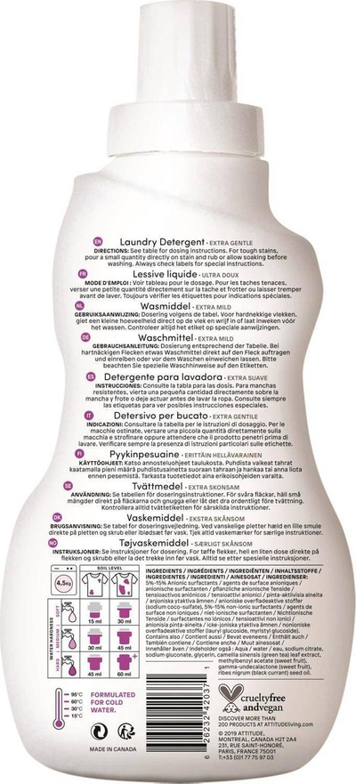 Detergjent i lëngshëm për rroba bebe Attitude Sweet Lullaby, 35 larje, 1050 ml