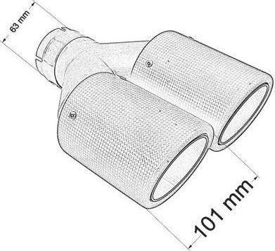 Maje marmite MTuning Double Muffler Tip 2x101mm, hyrje 63mm, karbon, e zezë
