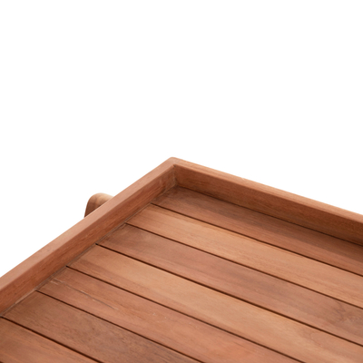 Karrocë servirjeje Alfred HM4579, dru teak, 86x56x80cm, ngjyrë natyrale