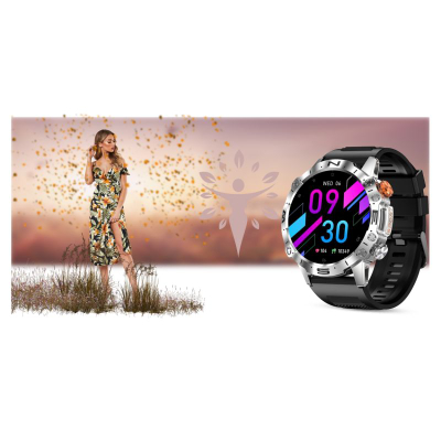 Smartwatch Mski Gravity GT20-2, ekran 1.43" AMOLED, thirrje me Bluetooth, ngjyrë argjendi