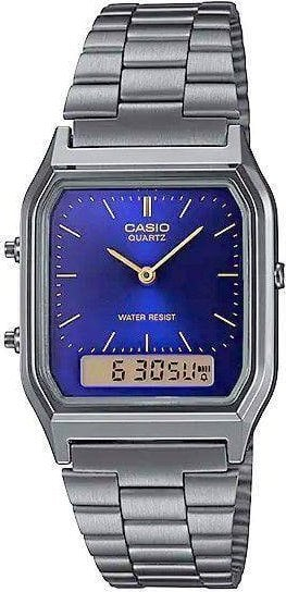 Ora Casio AQ-230GG-2A unisex, quartz, Dual Time, çelik inox, ciferblat blu