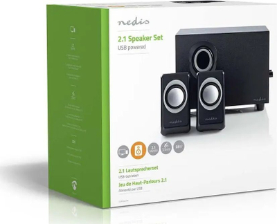 Altoparlantë PC Nedis 2.1, 33W, lidhje 3.5mm USB, të zinj