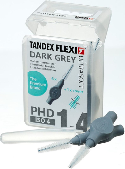 Furça ndërdhëmbore Tandex Flexi Ultra Soft, 3.00-6.00 mm tapered, 6 copë, gri e errët