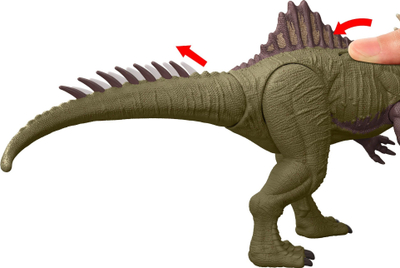 Figurine dinosaur Mattel Jurassic World Chaos Theory Battle Roarin Becklespinax, lodër aksion, shumëngjyrëshe