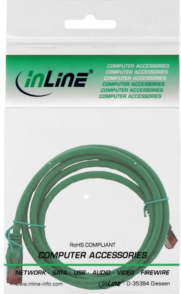 Kabllo InLine Patchcord S/FTP, PiMF, Cat.6, 250MHz, 1m (76911G), e gjelbër