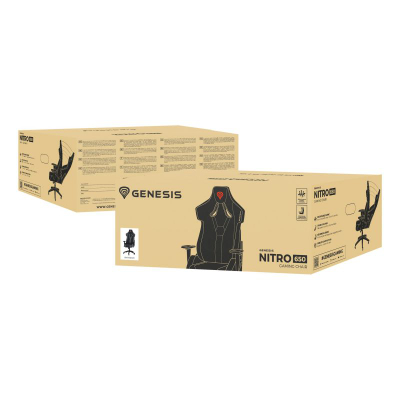 Karrige gaming Genesis Nitro 650, e rehatshme, me mbështetëse krahësh që rregullohen, e zezë
