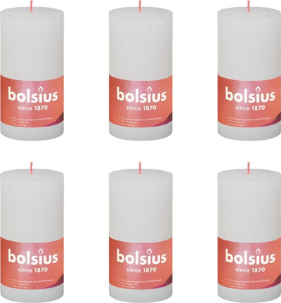Qirinj shtylle Bolsius Shine, 130x68mm, set me 6 copë, të bardhë