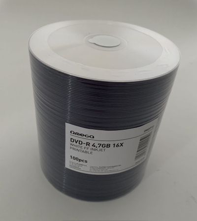 Disqe DVD-R Omega OMDP16, 4.7GB, 16x, pako me 100 copë