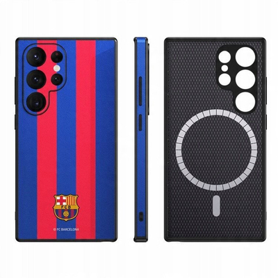 Futrollë FC Barcelona për Samsung Galaxy S24 Ultra, magnetike MagSafe, blu me të kuqe