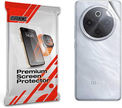 Заштитна фолија за заден дел Grizz SatinSkin за Vivo IQOO Z10, анти-грешење, сатинирана завршница, транспарентна