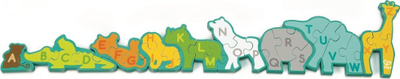 Puzzle druri Hape Alphabet and Animal Parade, 26 copa, dyansh, shumëngjyrësh