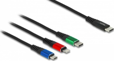 Kabllo karikimi DeLOCK 3 në 1, USB në Lightning Micro USB USB C, e zezë