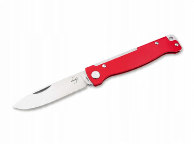 Thikë xhepi Böker Plus Atlas Red Slipjoint, çelik 12C27, dorezë çelik inoks, e kuqe